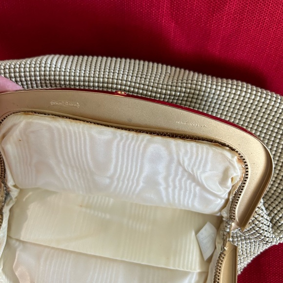 Whiting & Davis Silver Mesh Clutch with Gold Accents - Picture 7 of 9